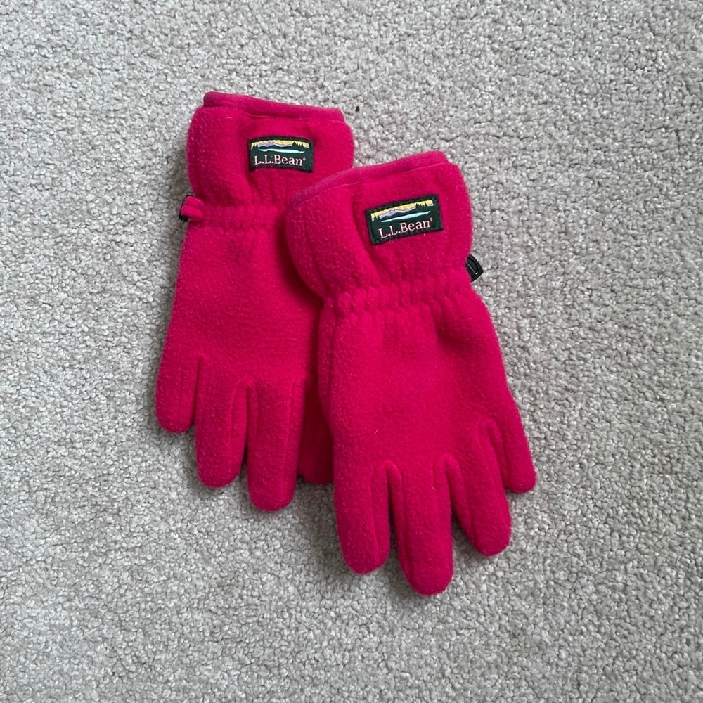 L.L. Bean Kids Fleece Gloves Hot Pink Winter Warm Size Kids XS